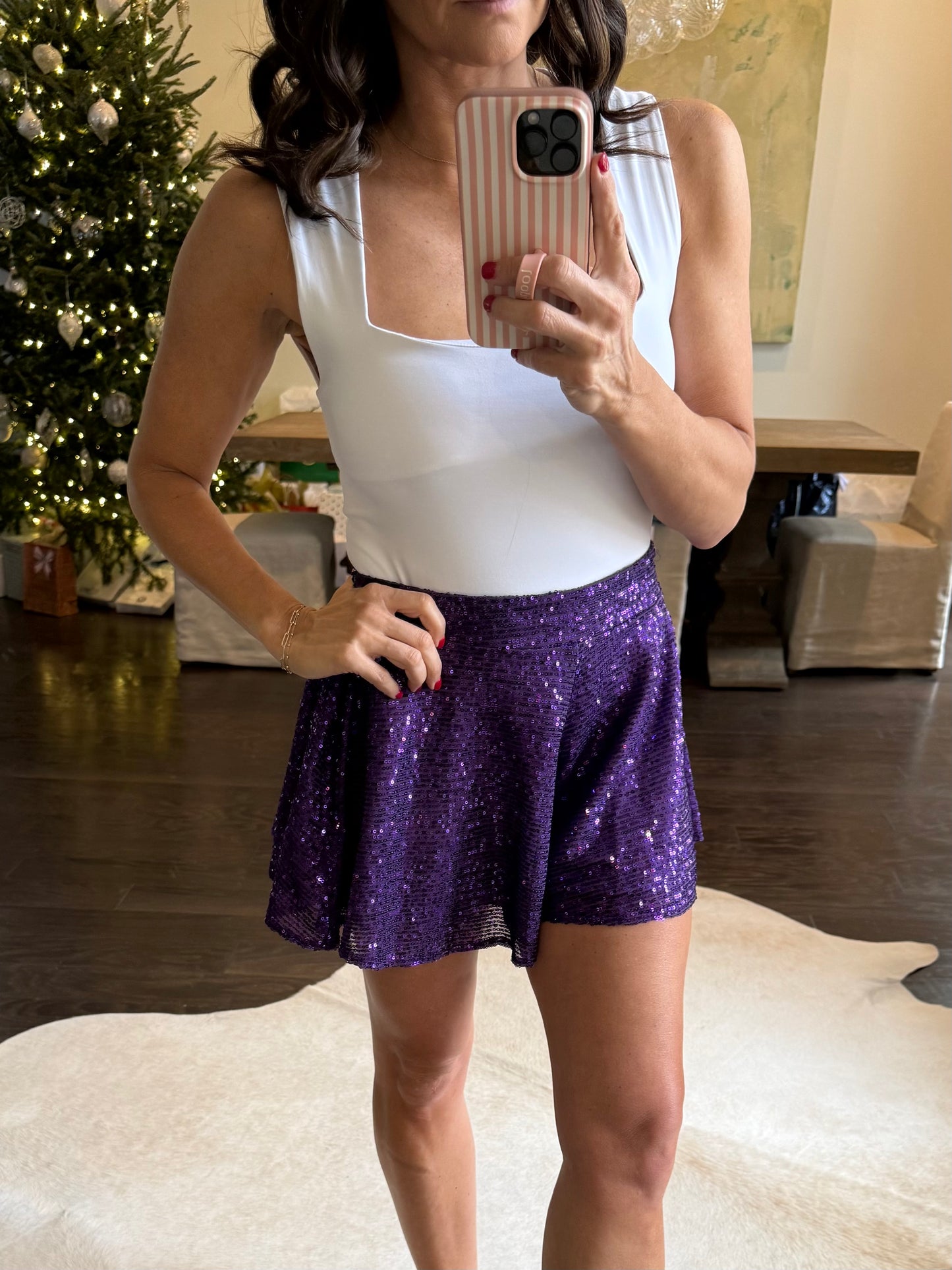 Leia Sequin Shorts- Purple