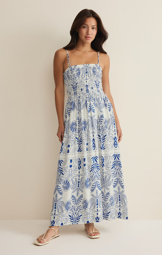 Z Supply Nadine Palm Maxi Dress- Nautical