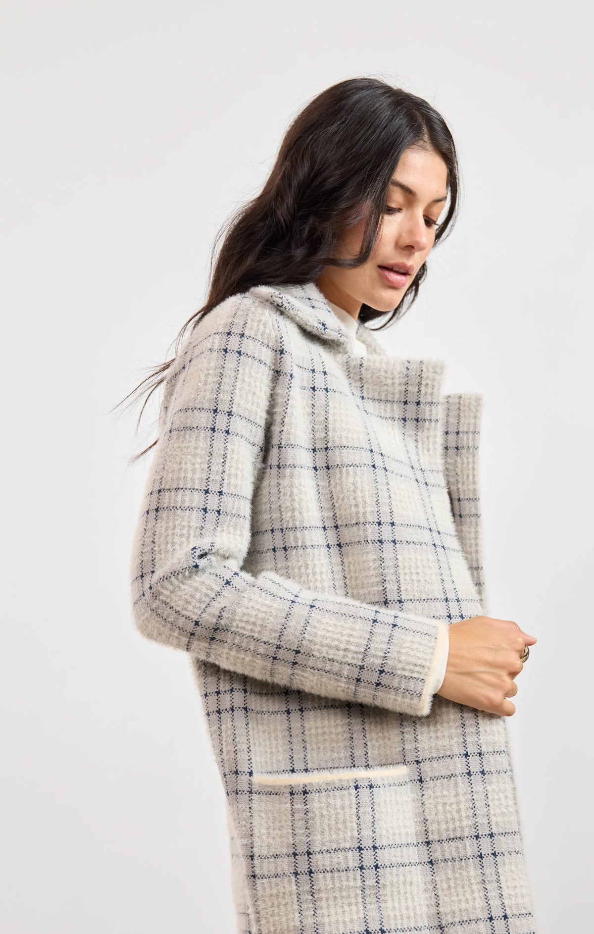Marlo Plaid Coat- Ivory Multi