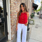 Letlow Textured Top- Red
