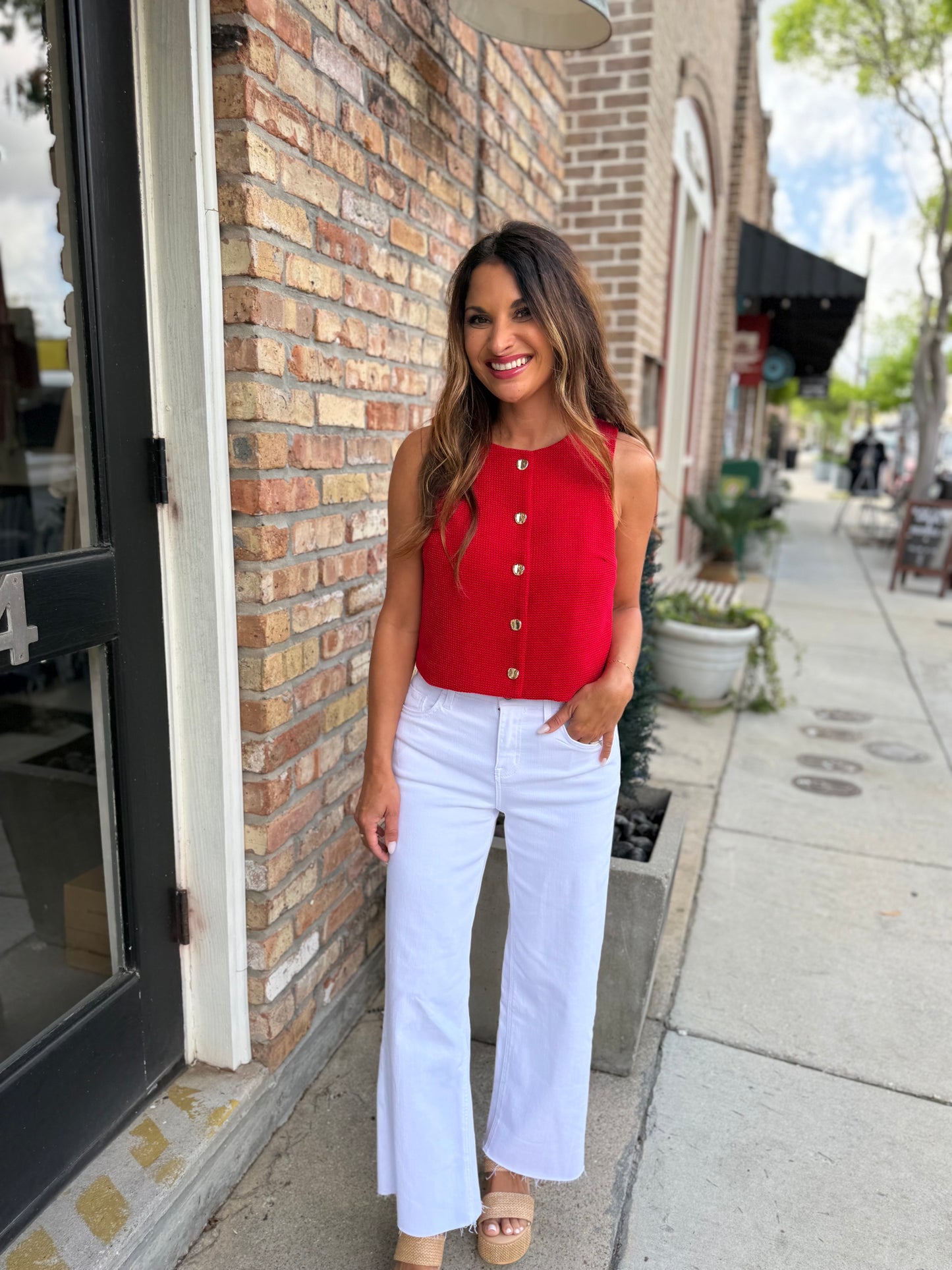 Letlow Textured Top- Red