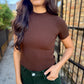 Playa SS Knit Sweater Top- Dk Chocolate