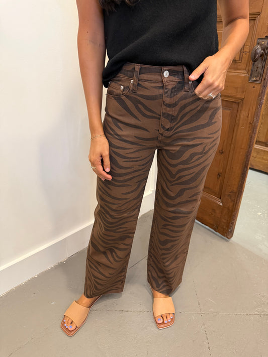 Pleaser High Rise Wide Ankle Denim- Desert Zebra