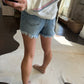 Boxy Denim Shorts- Med Blue