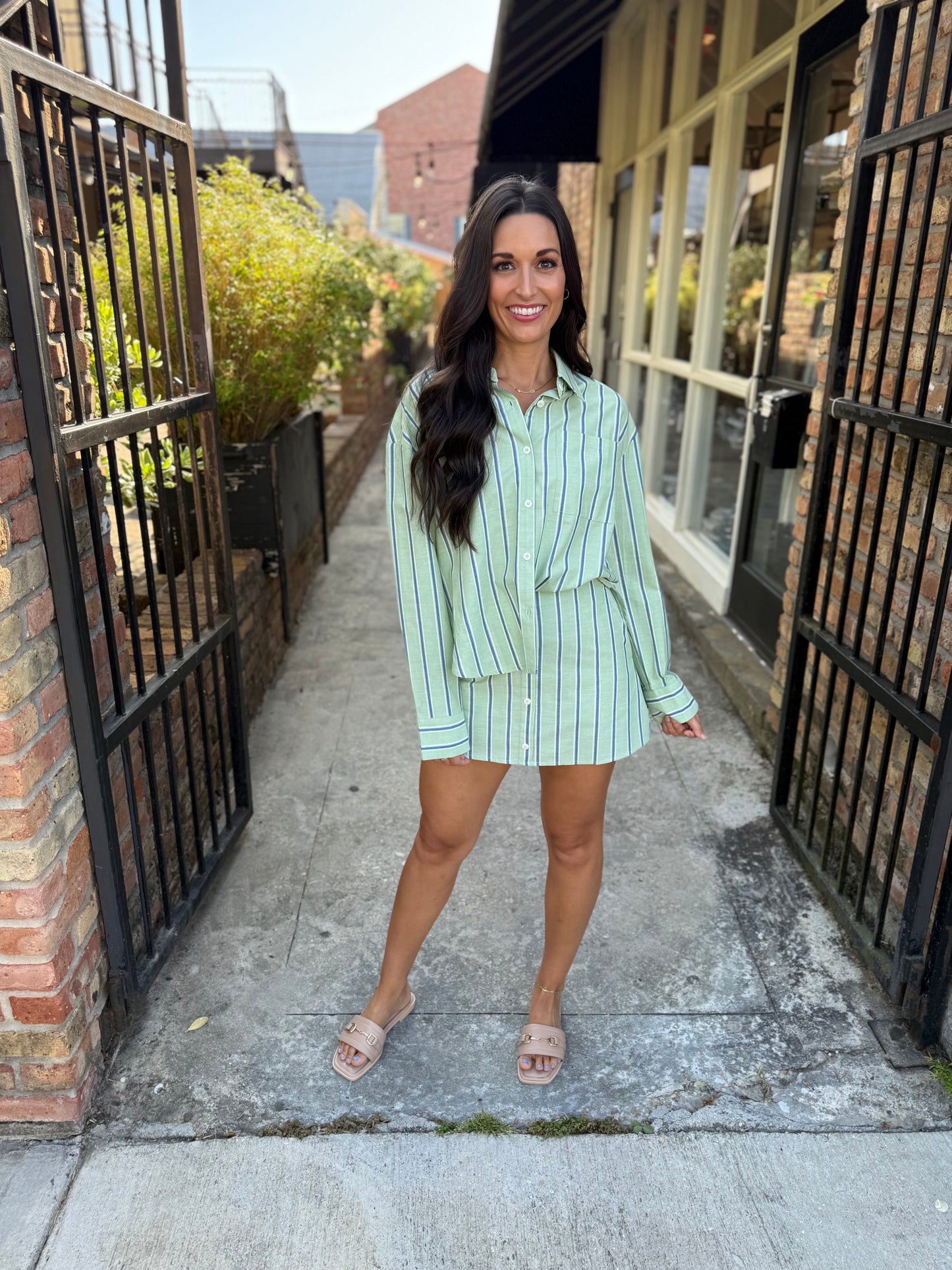 Pin Stripe 2 PC Set- Green