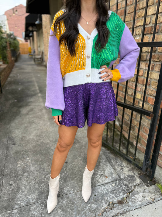 Leia Sequin Shorts- Purple