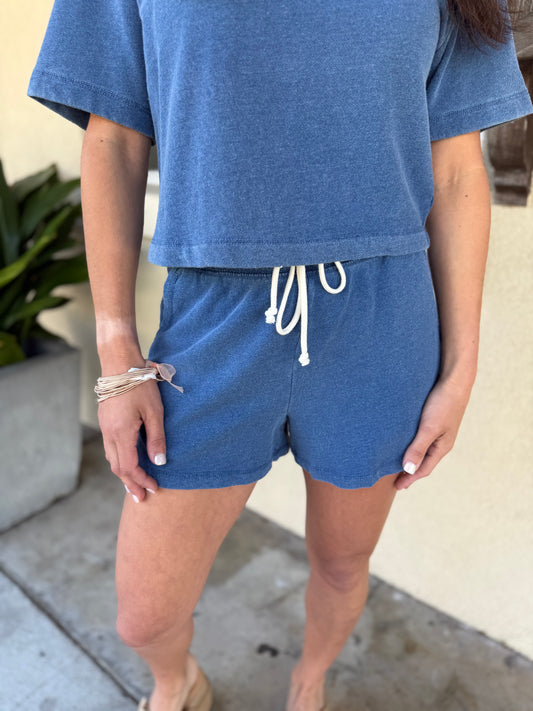 Z Supply Hunter Knit Denim Short- Calypso Blue