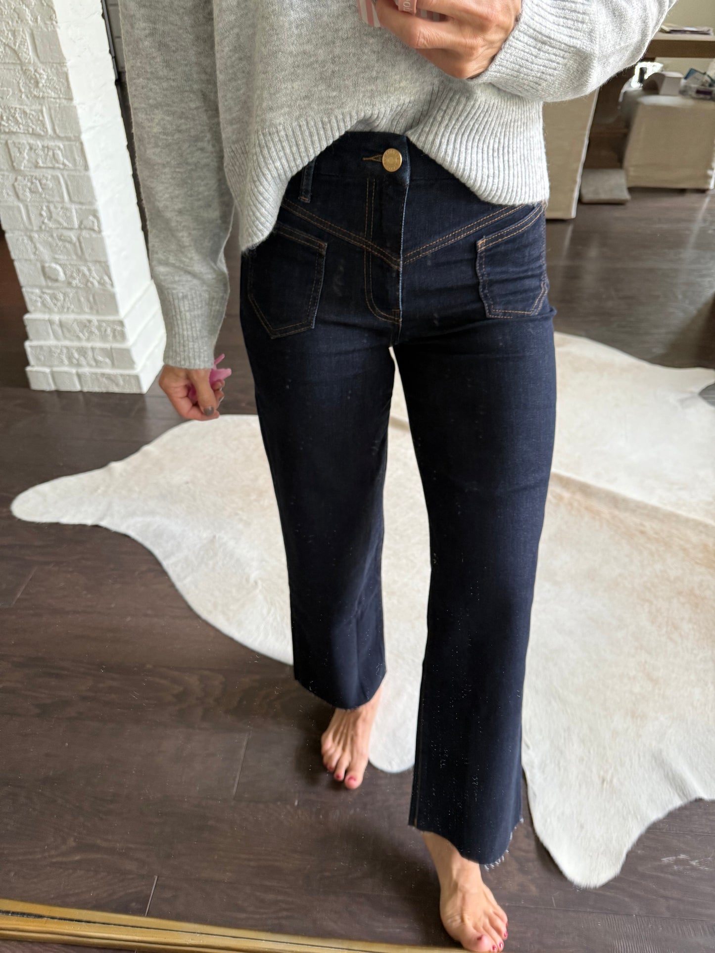 Charlotte (Sustain) HR Wide Leg Denim- Dark Blue