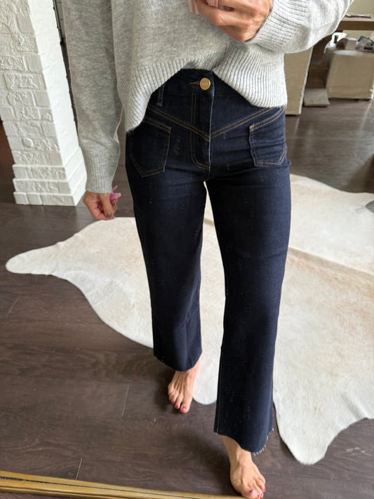 Charlotte (Sustain) HR Wide Leg Denim- Dark Blue