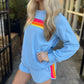 Avin Striped Sweater & Shorts Set- Blue