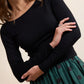 Ronan Boat Neck Knit Top- Black