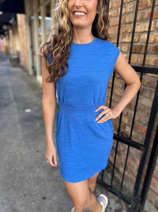 Z Supply Rowan Textured Dress- Blue Wave