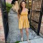 Huddle Striped Smocked Mini Dress- Butter Yellow