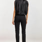 Amour Pleated Bubble Hem Top- Black