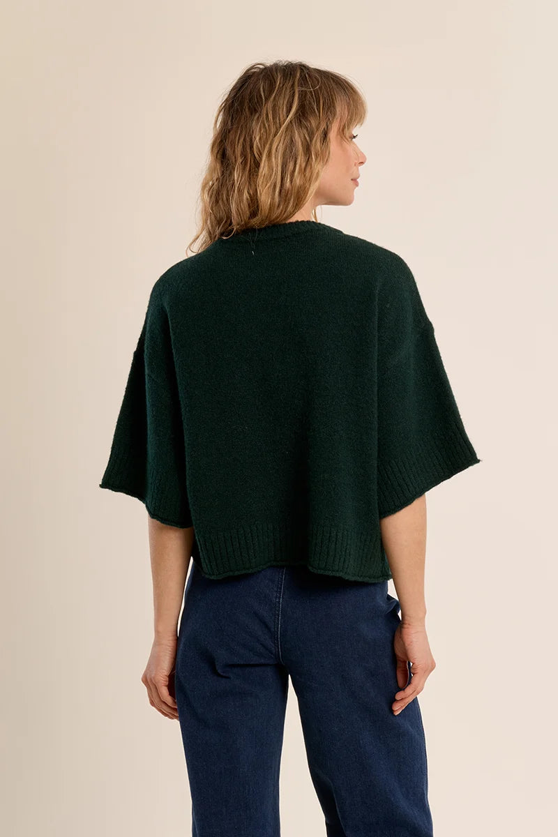 Fallow Flared Sweater Top- Green