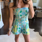 Mason Belted Romper- Lime Multi