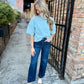 Brendan Mock Neck Sweater Top- Sky
