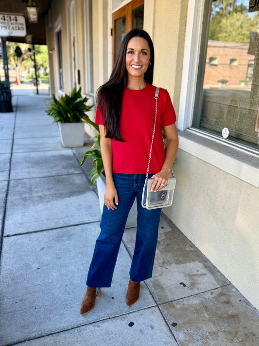 Crystal Sweater Top- Chili