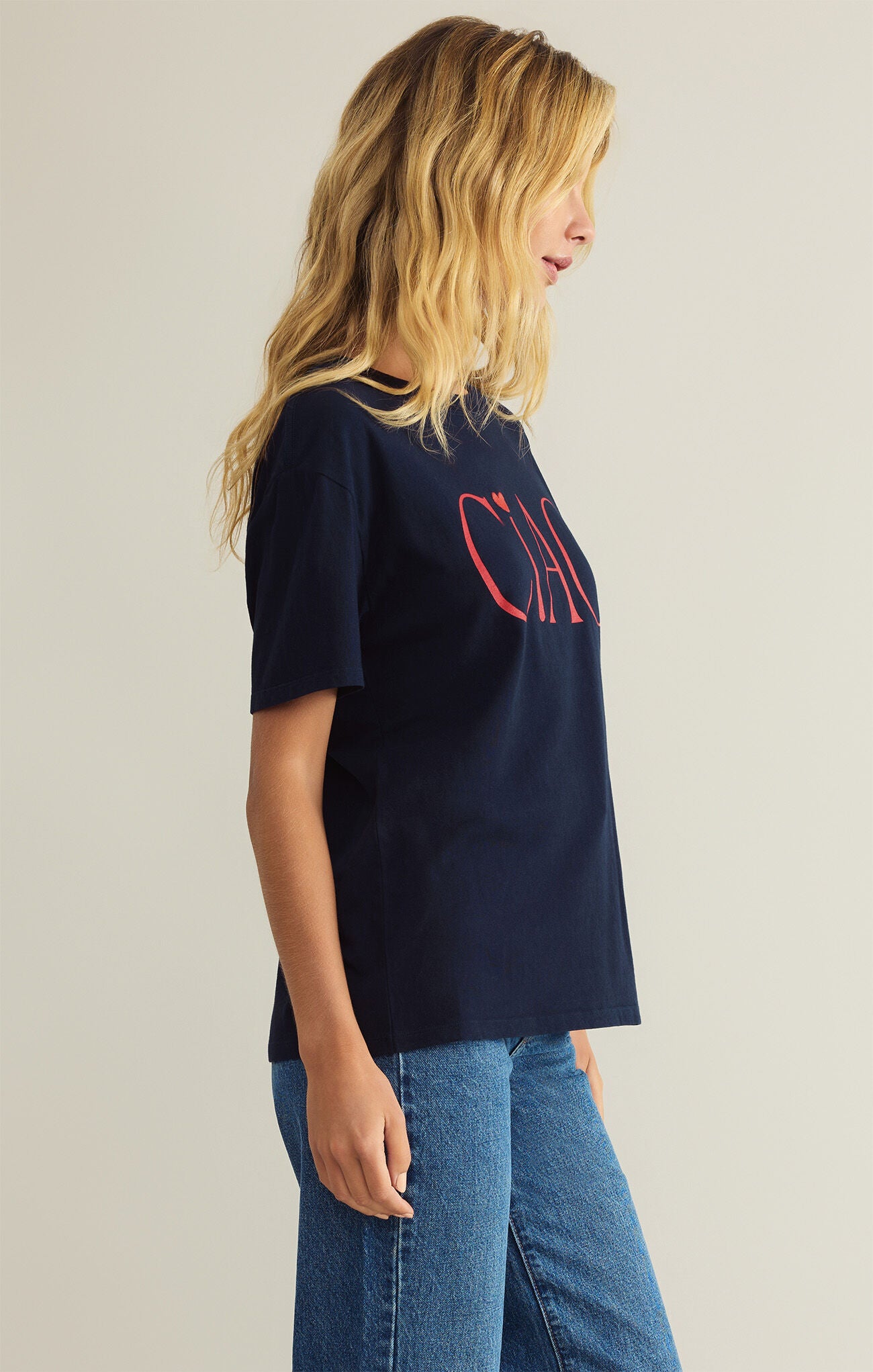 Z Supply Ciao Boyfriend Tee- Navy