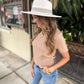 Maison Boho Suede Hat- Ivory