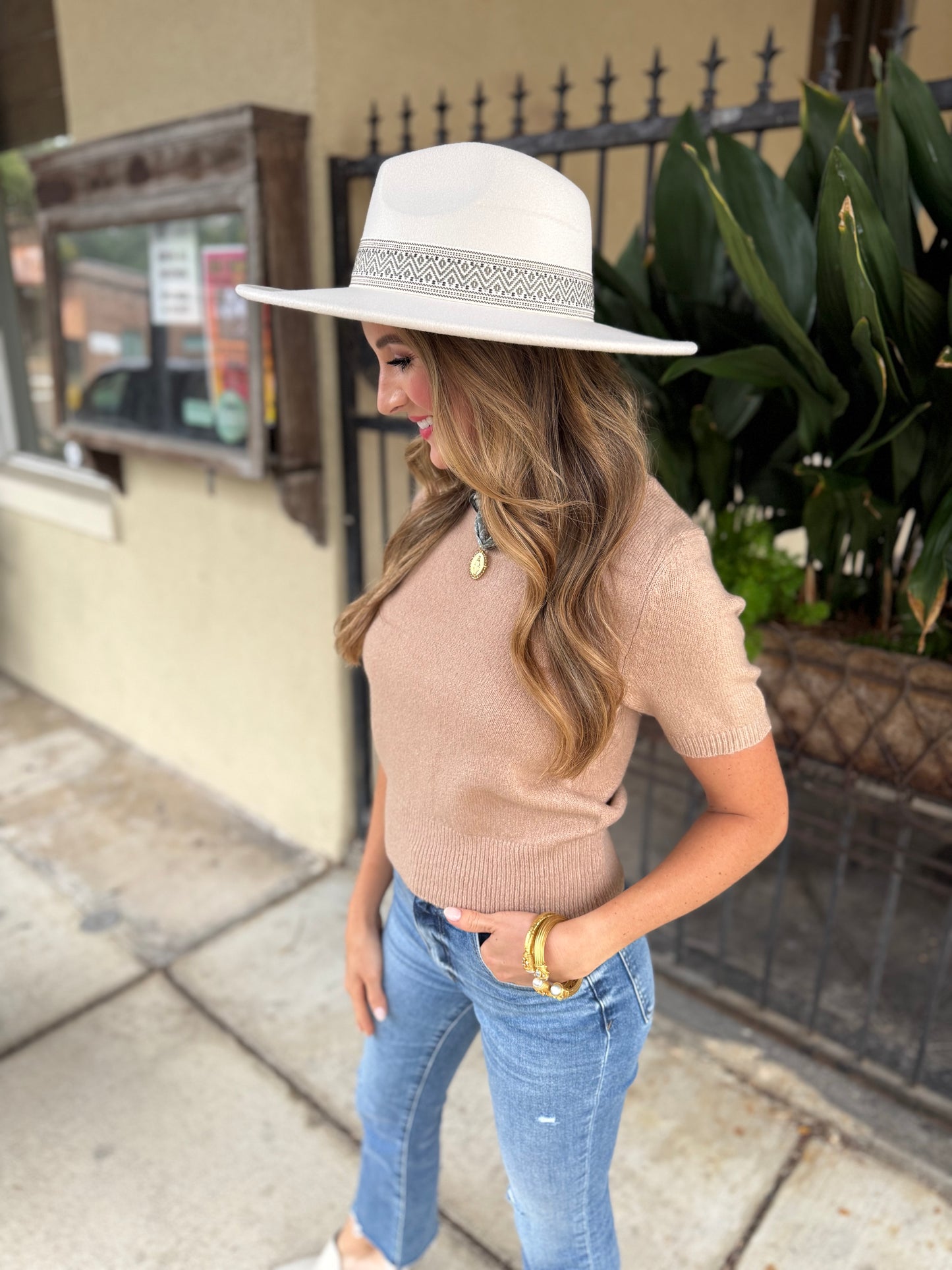 Maison Boho Suede Hat- Ivory