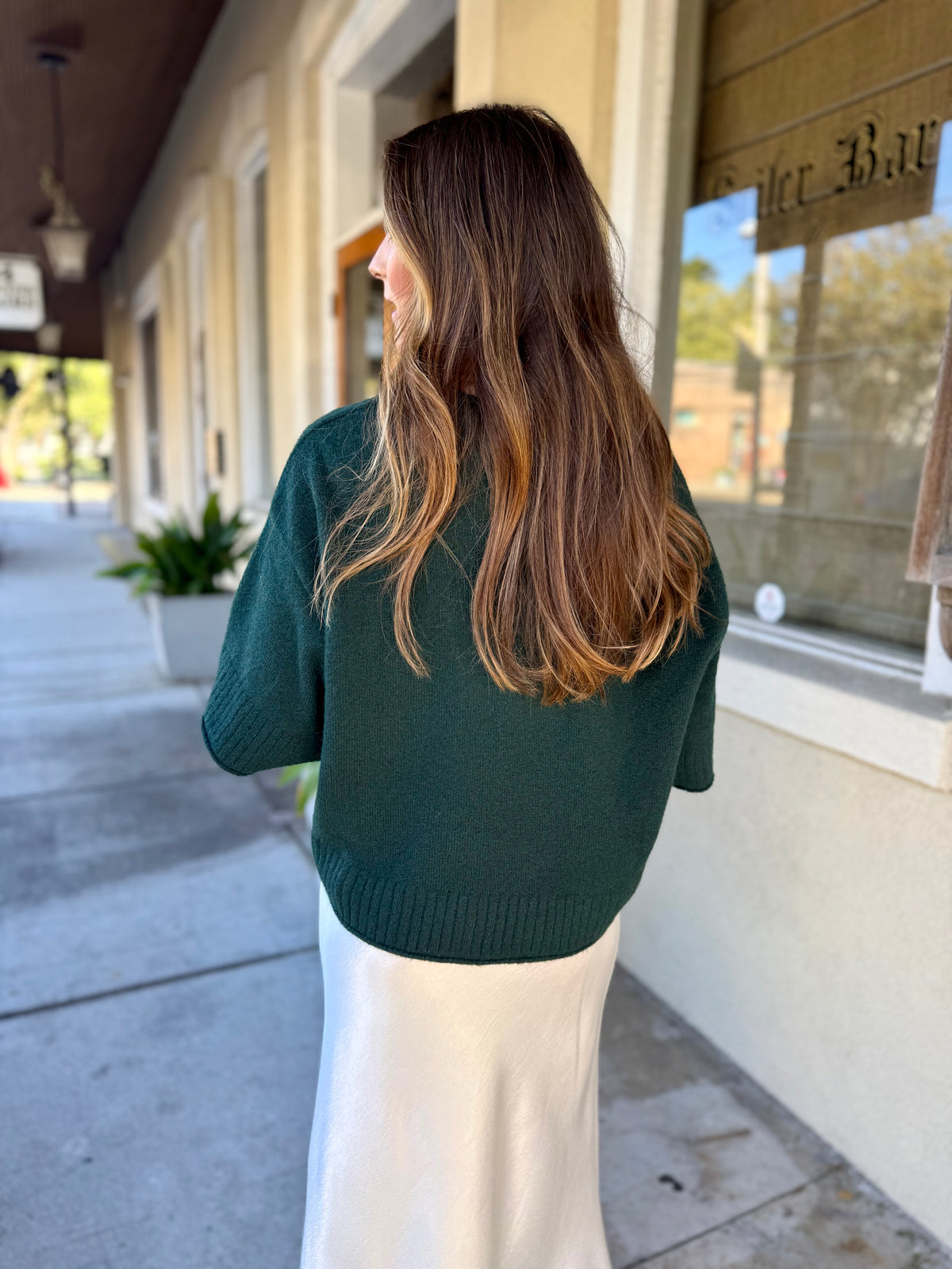 Fallow Flared Sweater Top- Green