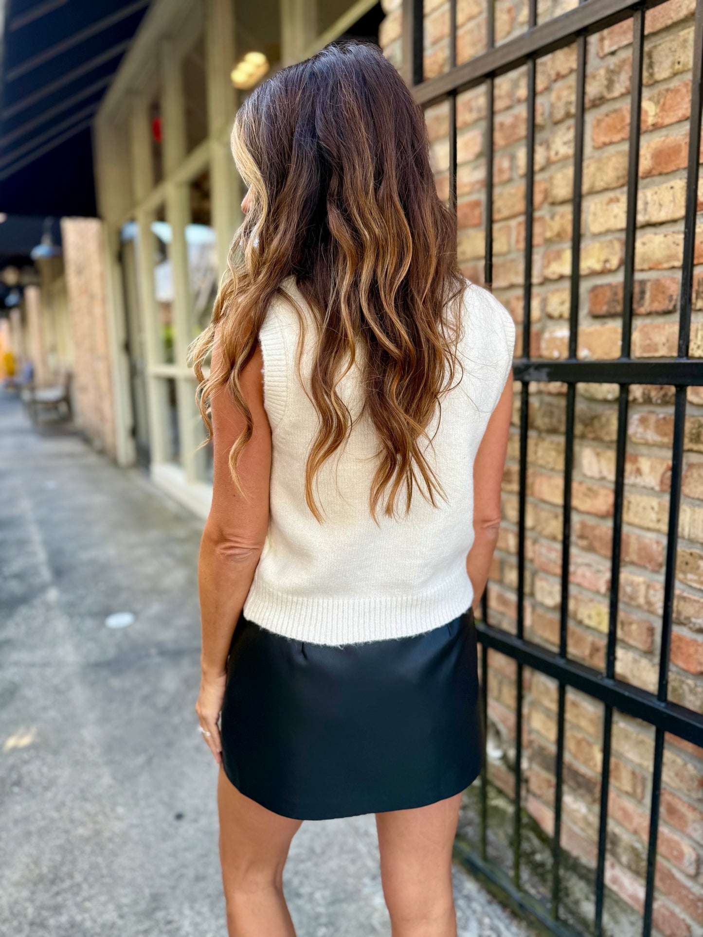 Jerome Crew Neck Sweater Tank- Cream