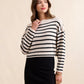 Rosalind Striped Crop Sweater- Cream/Black
