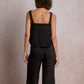 Doha Eyelet Flowy Tank- Black