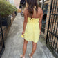 Hara Eyelet Halter Mini Dress- Lemon