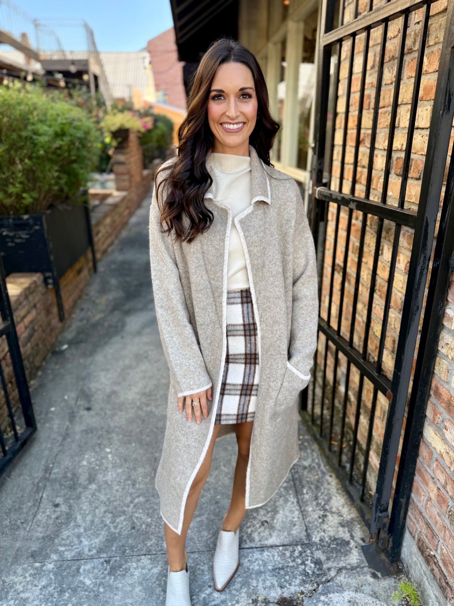 Manhattan Plaid Mini Skirt- Cream