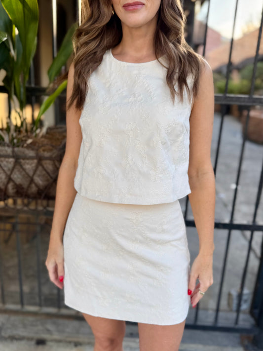Garden Party Embroidered Top- Ecru