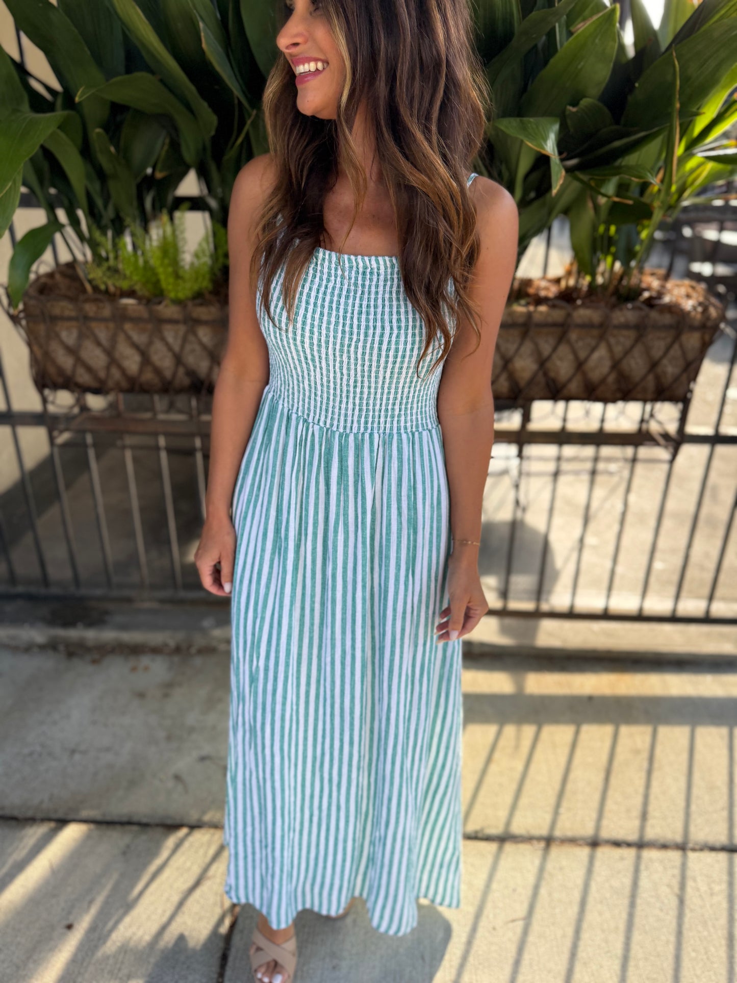 Z Supply Bayside Striped Maxi Dress- Green