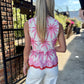 Becky Embroidery Peplum Top- Pink