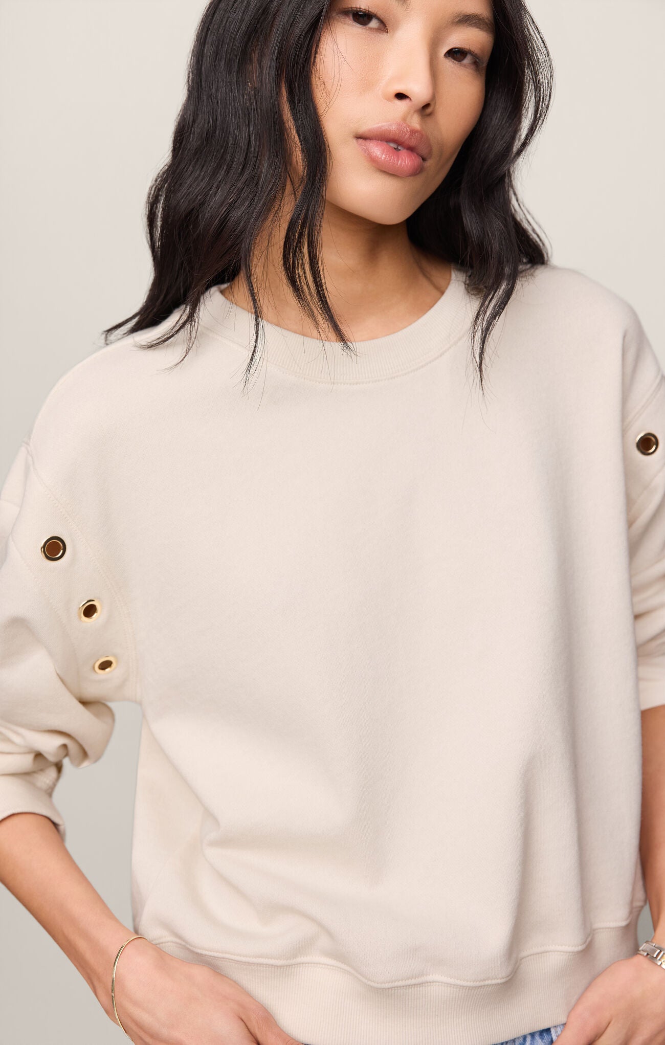Z Supply Axel Grommet Sweatshirt- Sandstone