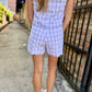 Garrett Gingham Top- Lavender/White