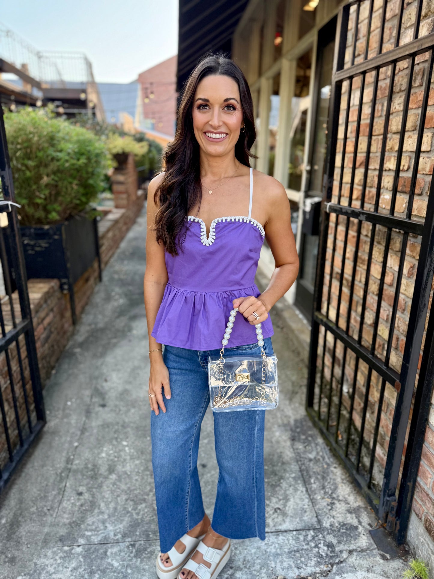 Monica Peplum Top- Purple