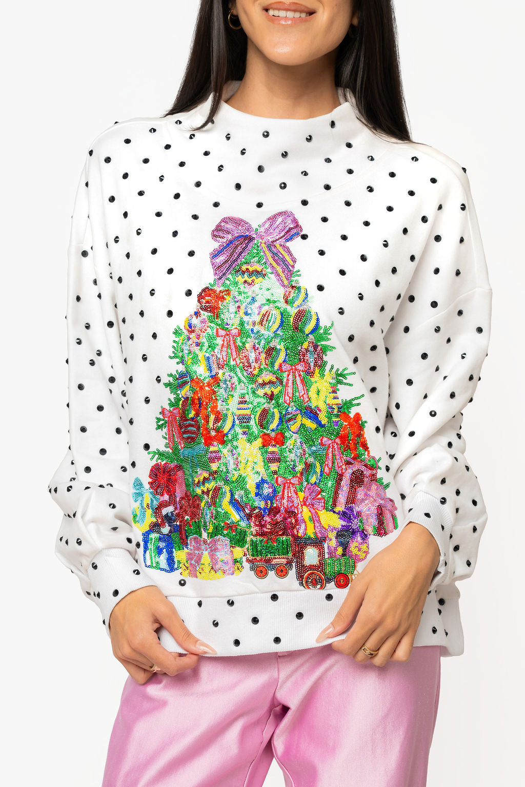 Queen Polka Dot Christmas Tree Sweatshirt