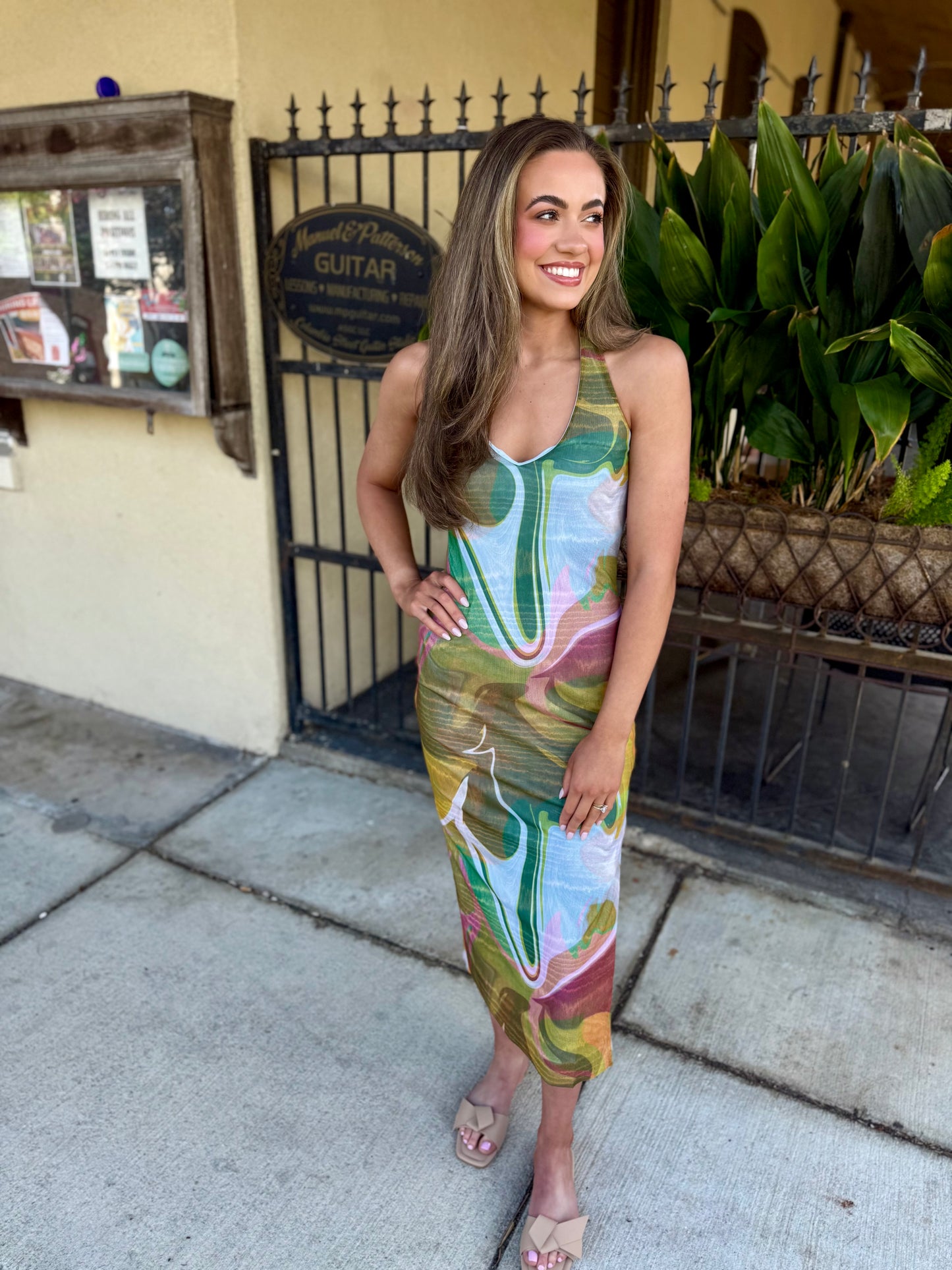 Jaslyn Halter Dress- Marble