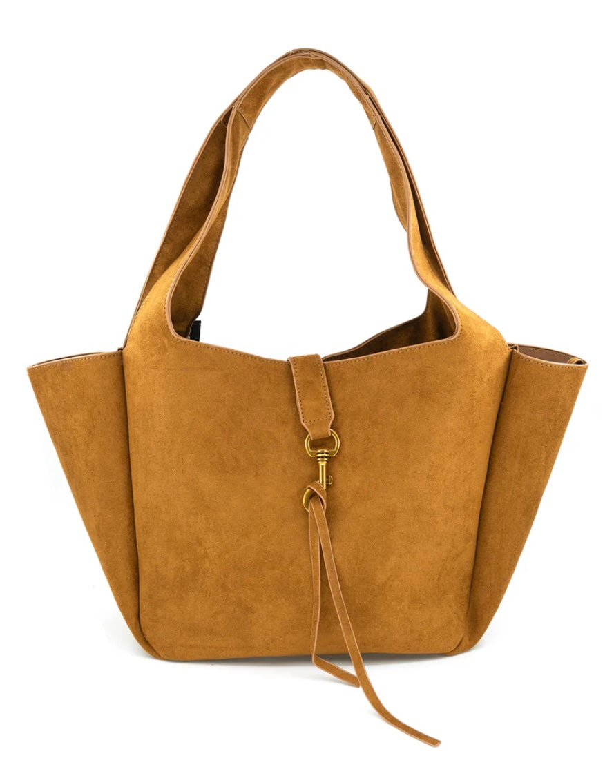 Beverly Suede Tote Bag-Cognac