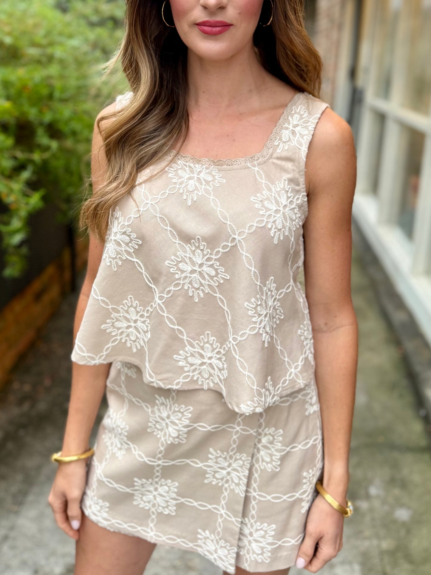 Ellie Embroidery 2 PC Set- Taupe