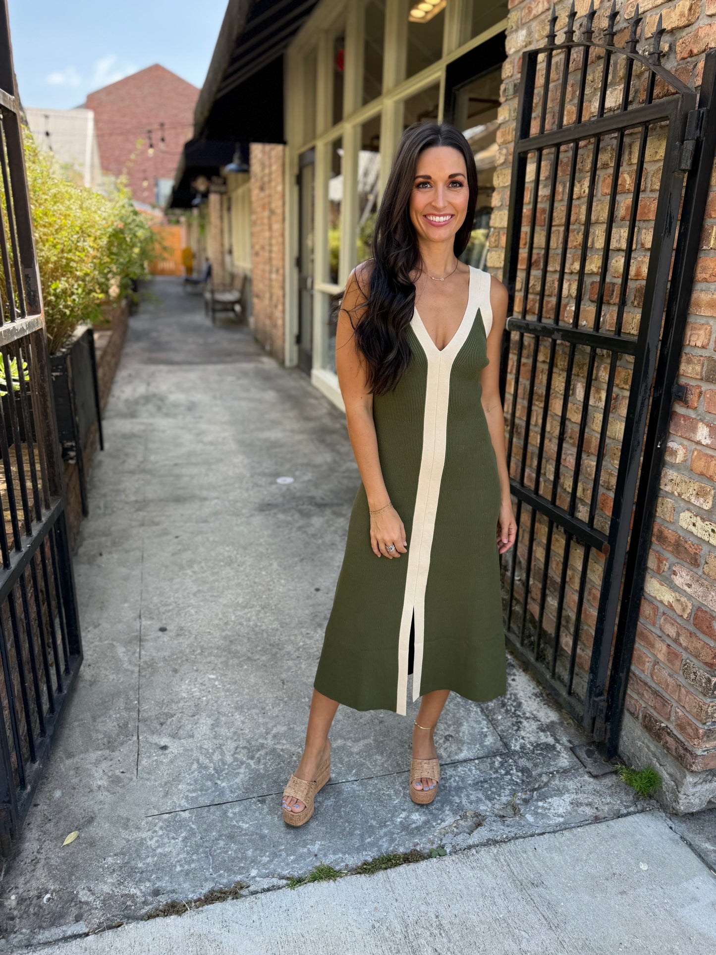 Analise Colorblock Maxi Dress- Olive