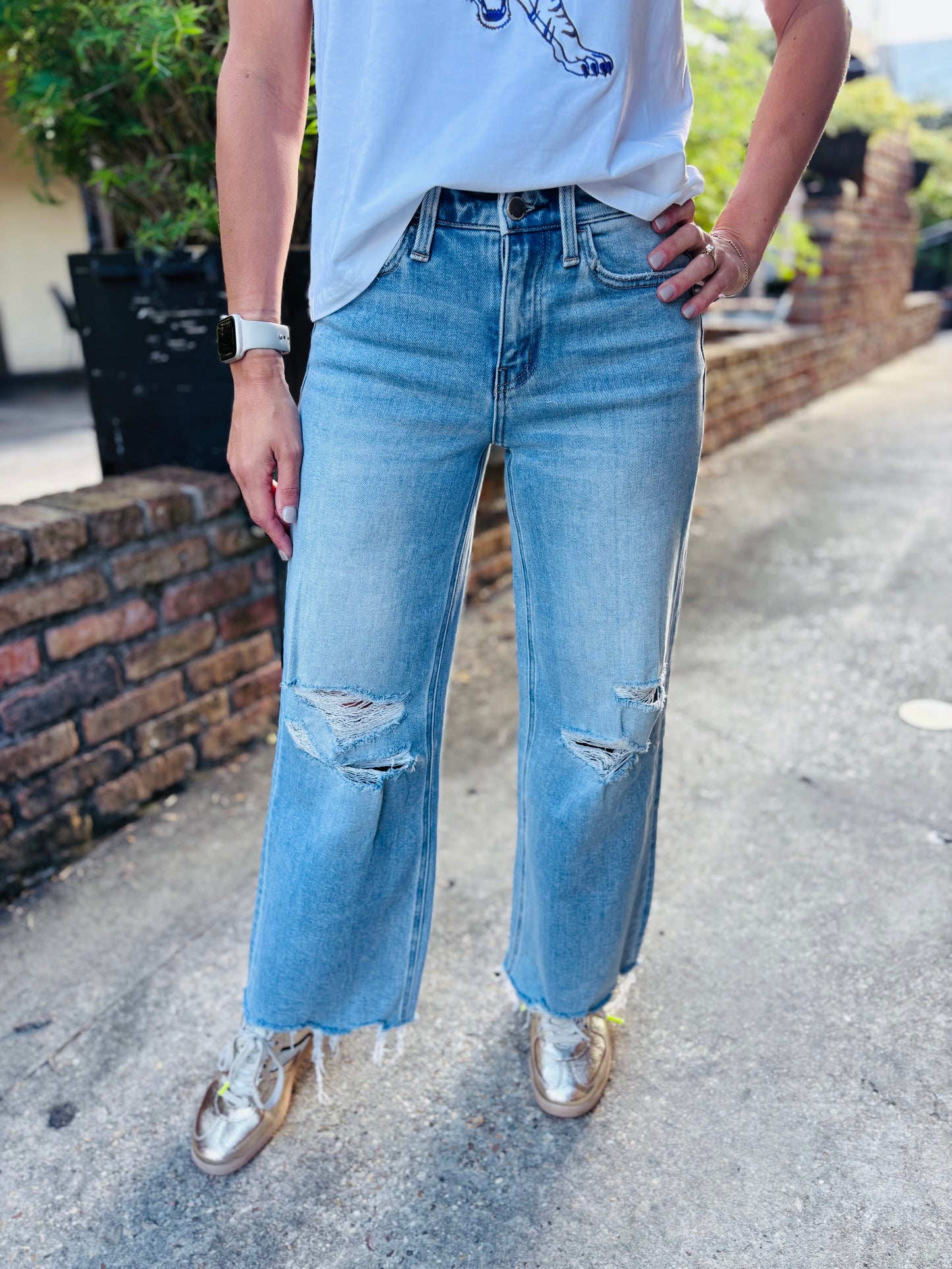 Surf Rider HR Distressed Wide Leg Denim