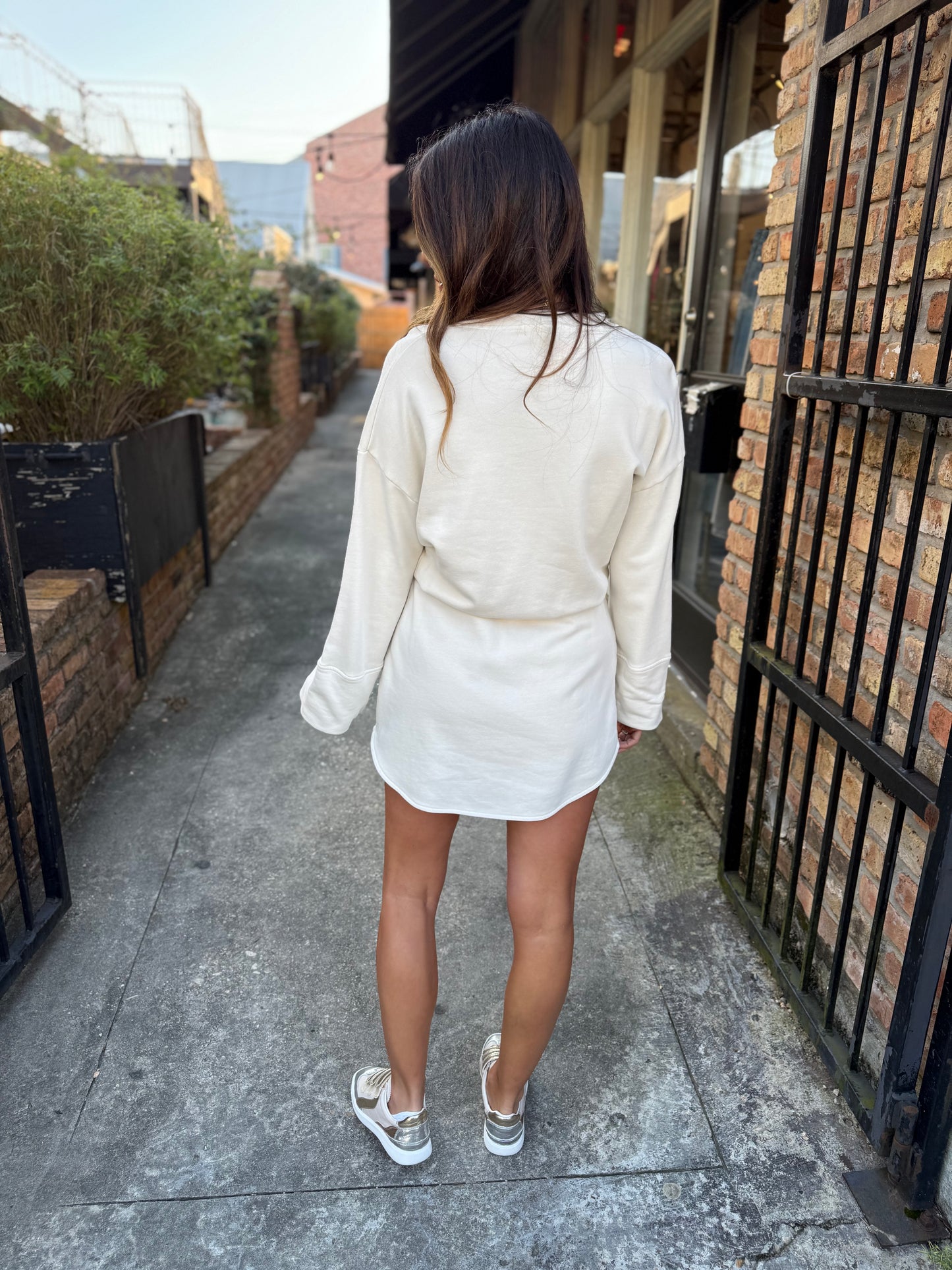 Elaina Crewneck Dress- Stone