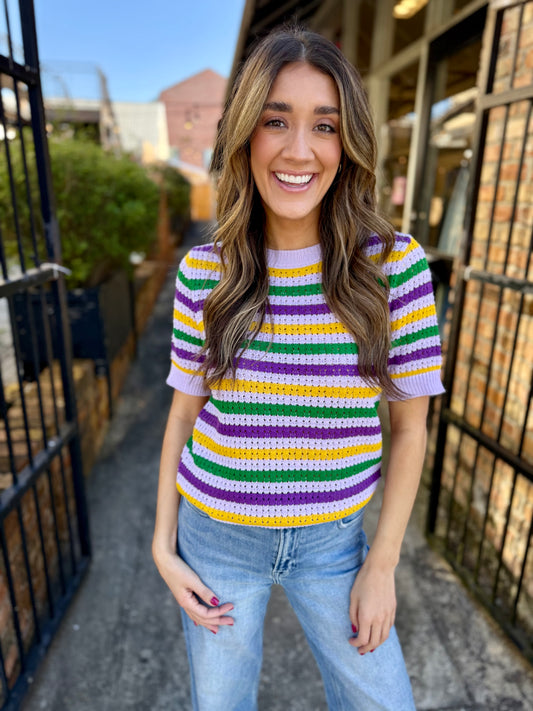 Basin MG Stripe Top- Lavender