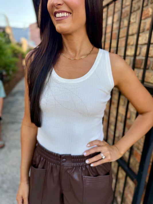 Reece Ribbed Sweater Bodysuit- White