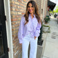 Vonn Button Down Top- Pink/Blue