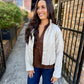 Philly Faux Leather Bomber Jacket- Ivory