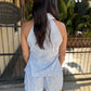 Ruston Collared Sleeveless Top- Blue & White