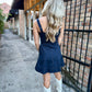 Burg Pleated Mini Dress- Navy
